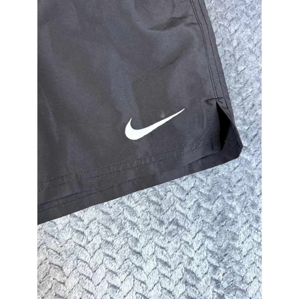 Nike Athletic Shorts Mens Large Black Swoosh Logo Training Gym Wear Drawstring